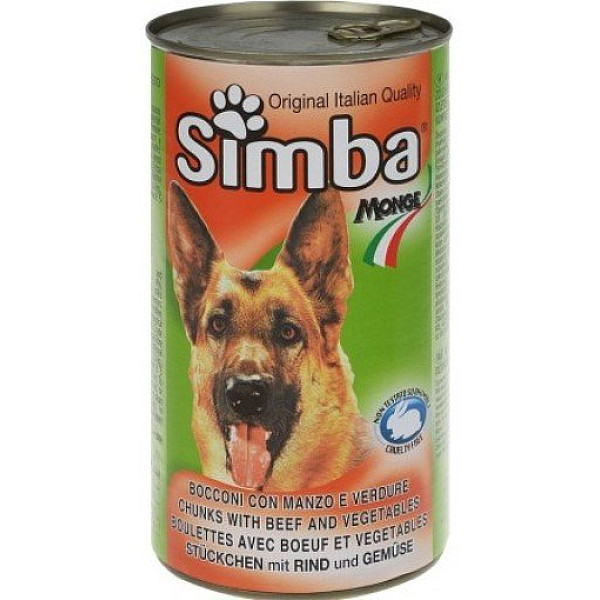 Κονσέρβα σκύλου βοδινό Simba 1230gr