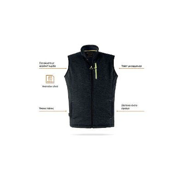Kapriol Slick Γιλέκο Εργασίας με Επένδυση Fleece Μαύρο